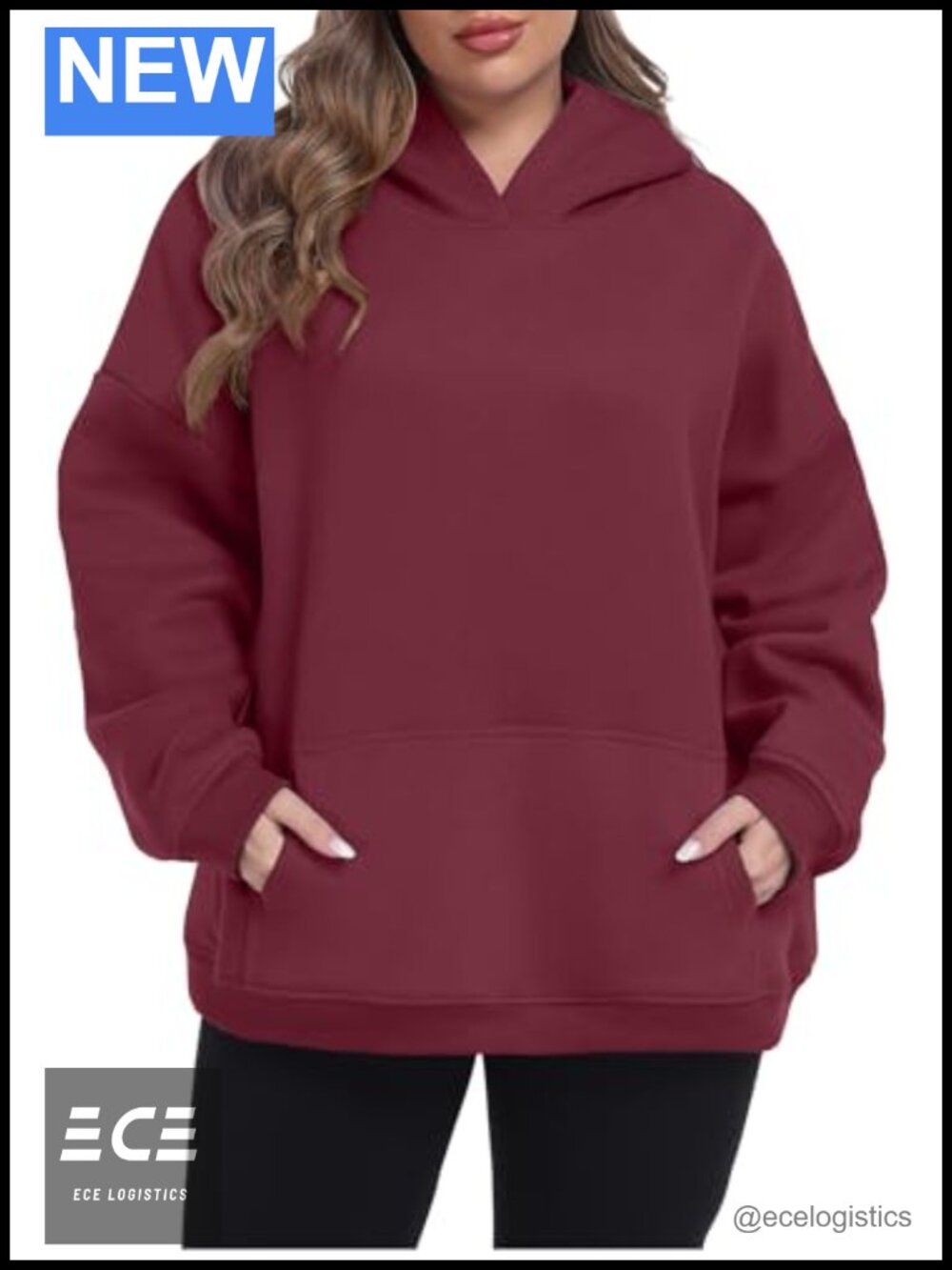 Plus Size Fleece Lined Hoodie Oversized Sweatshirt Kangaroo Pocket